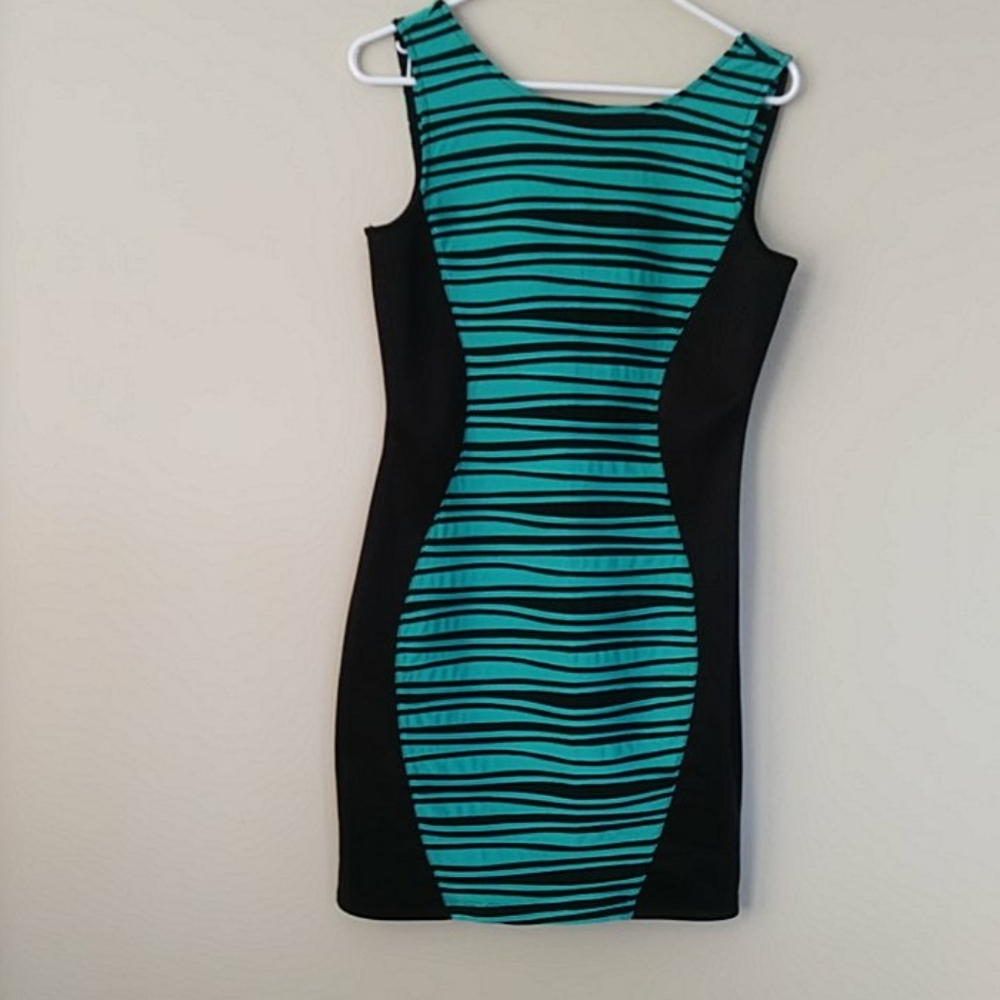 Stretch Fitted Low Scoop Back Dress Large